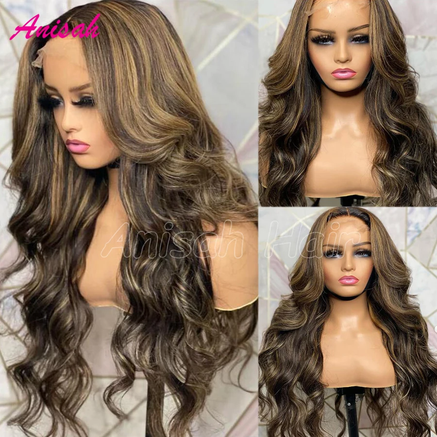 

Blonde Highlight Wig 13x4 Lace Frontal Wigs For Black Women 180% Density Body Wave Human Hair Wigs Brazilian Remy Human Hair