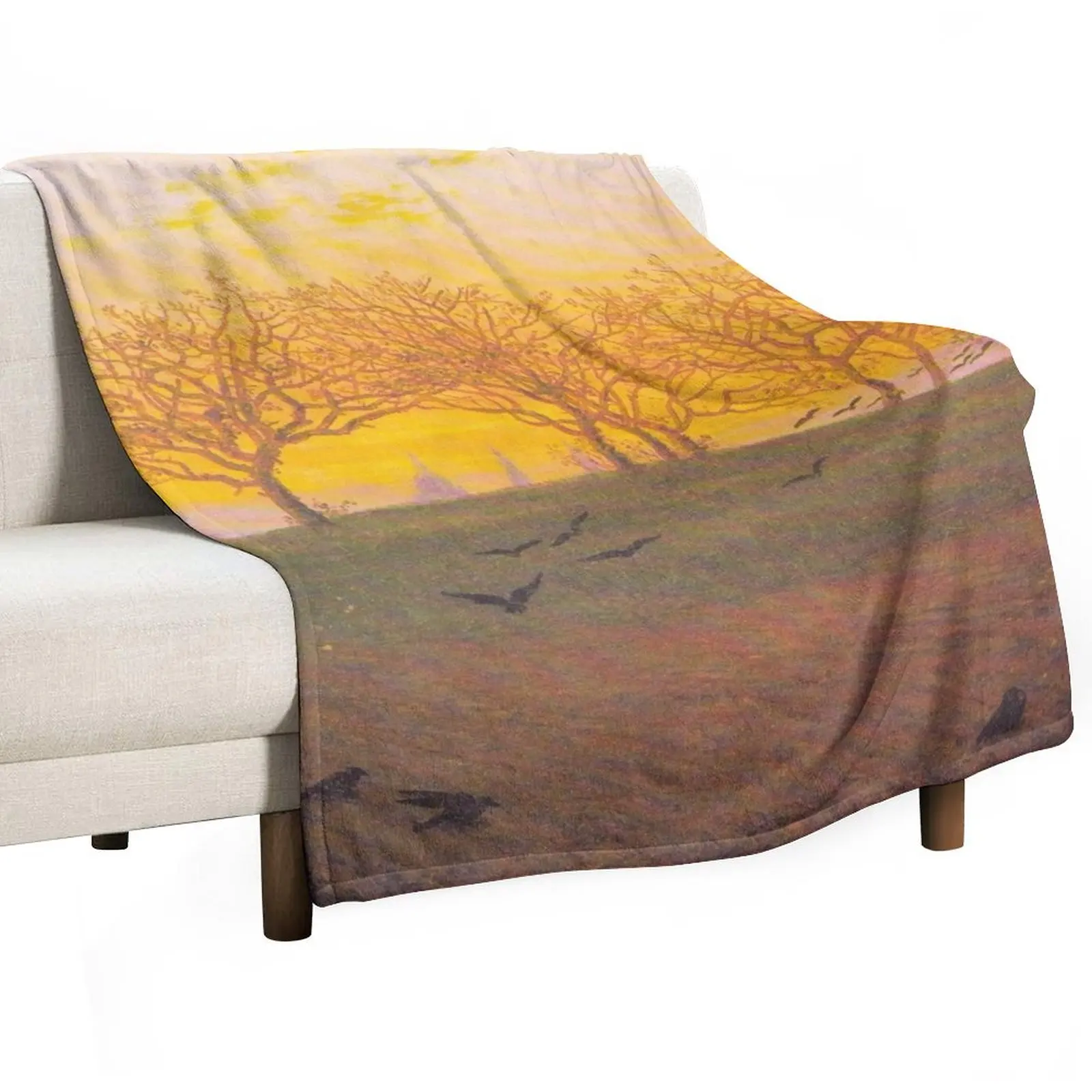 HD CASPAR DAVID FRIEDRICH - Sunset Hill Throw Blanket Heavy Bed Fashionable Furry halloween Blankets