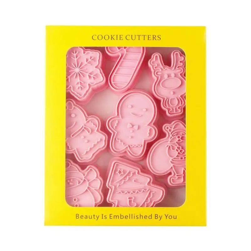 

E8BD Santa Biscuit Stamper Plastic Cookie Cutters Christmas DIY Baking Mold