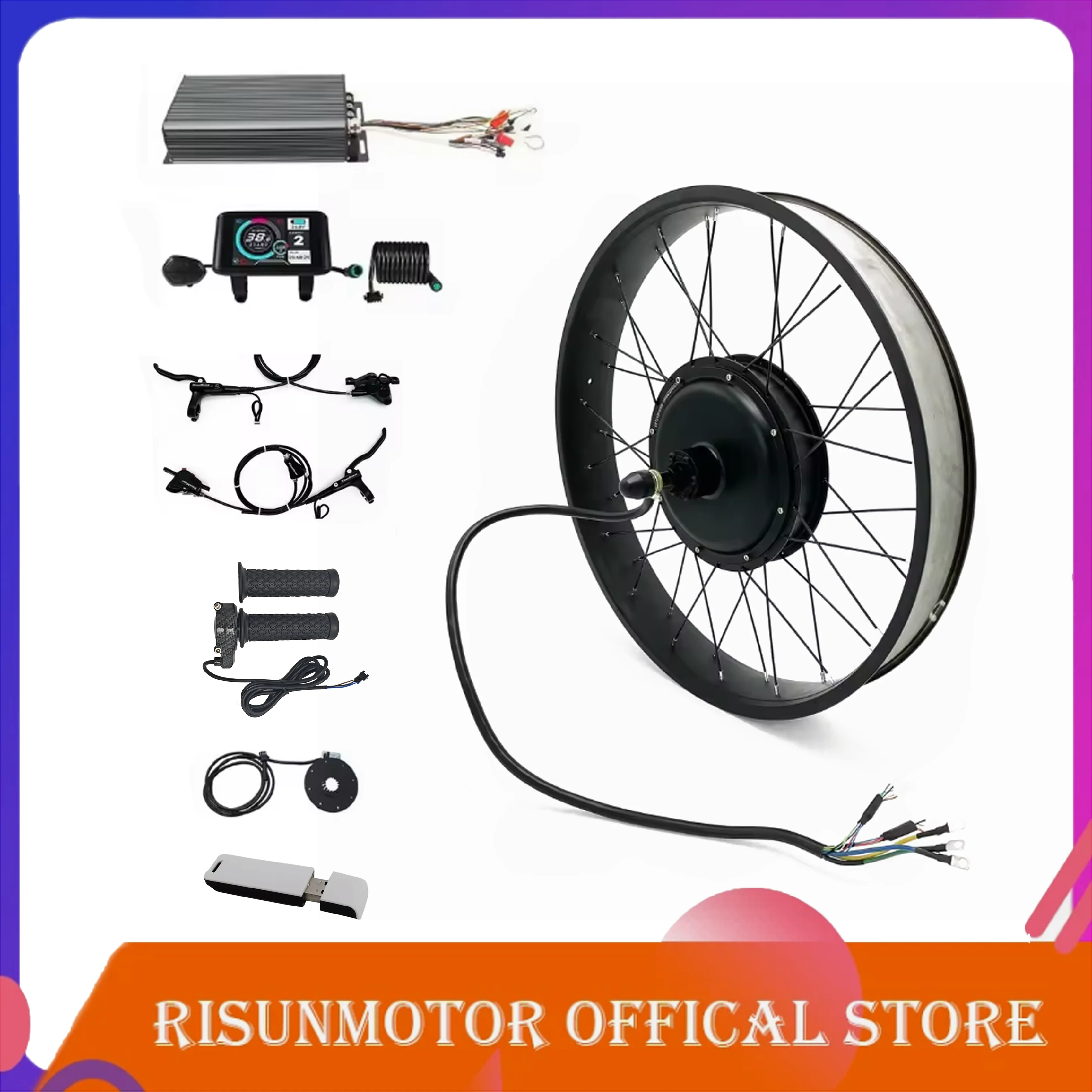 

48 В-72 В 3000 Вт-5000 Вт 20/24/26x4,0 дюйма, высокоскоростные комплекты для переоборудования толстого колеса eBike