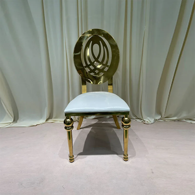 

Foreign trade wholesale stainless steel dining chair hotel banquet wedding chair high-end dining room villa meeting light luxury
