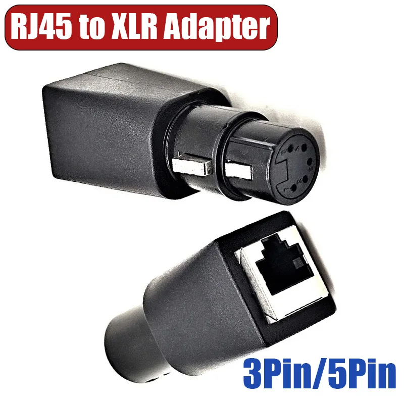XLR 3Pin to RJ45 Network Ethernet Adaptor XLR 5Pin Male to RJ45 Conversion Connector with Variable Plug Male to Female Audio DMX