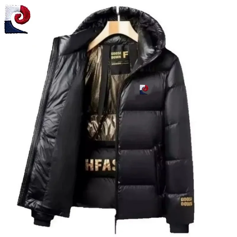 Autumn/Winter Men's Hooded Goose Down Jacket Luxury Fashion Leisure Outdoor Waterproof Warm Down Jacket