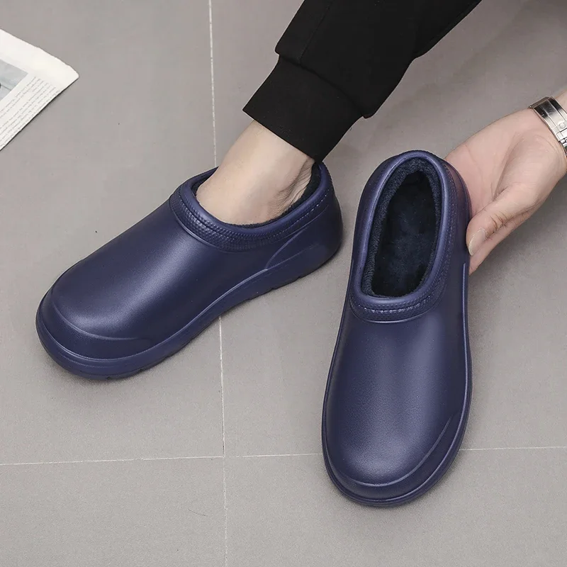 

Men's Chef Shoes Waterproof Oilproof Kitchen Shoes Non-slip Garden Clogs Man Winter Warm Work Shoe EVA Slippers Man