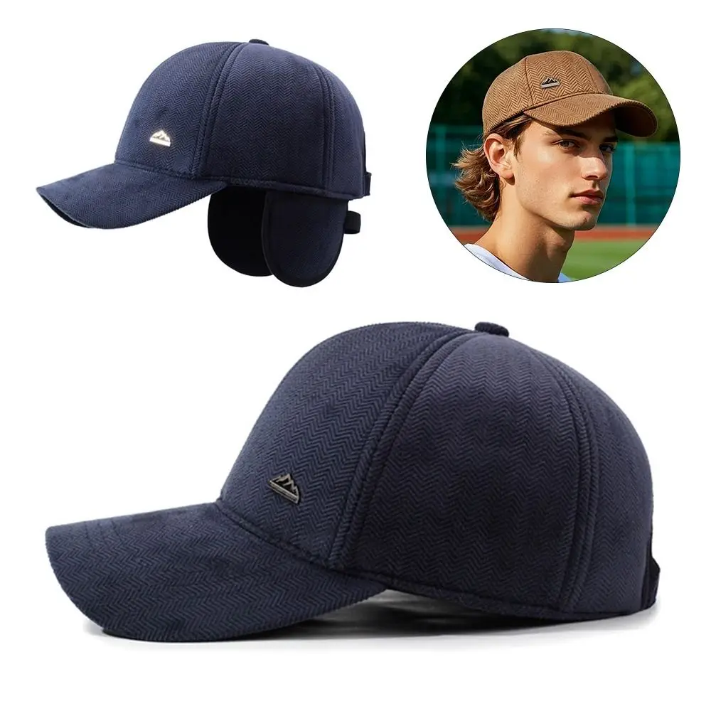 في الهواء الطلق مع غطاء للأذنين الرجال الشتاء قبعة سدادات حماية الأذن غطاء للأذنين الدافئة قبعة بيسبول يندبروف قبعات منفذها عادية للرجال