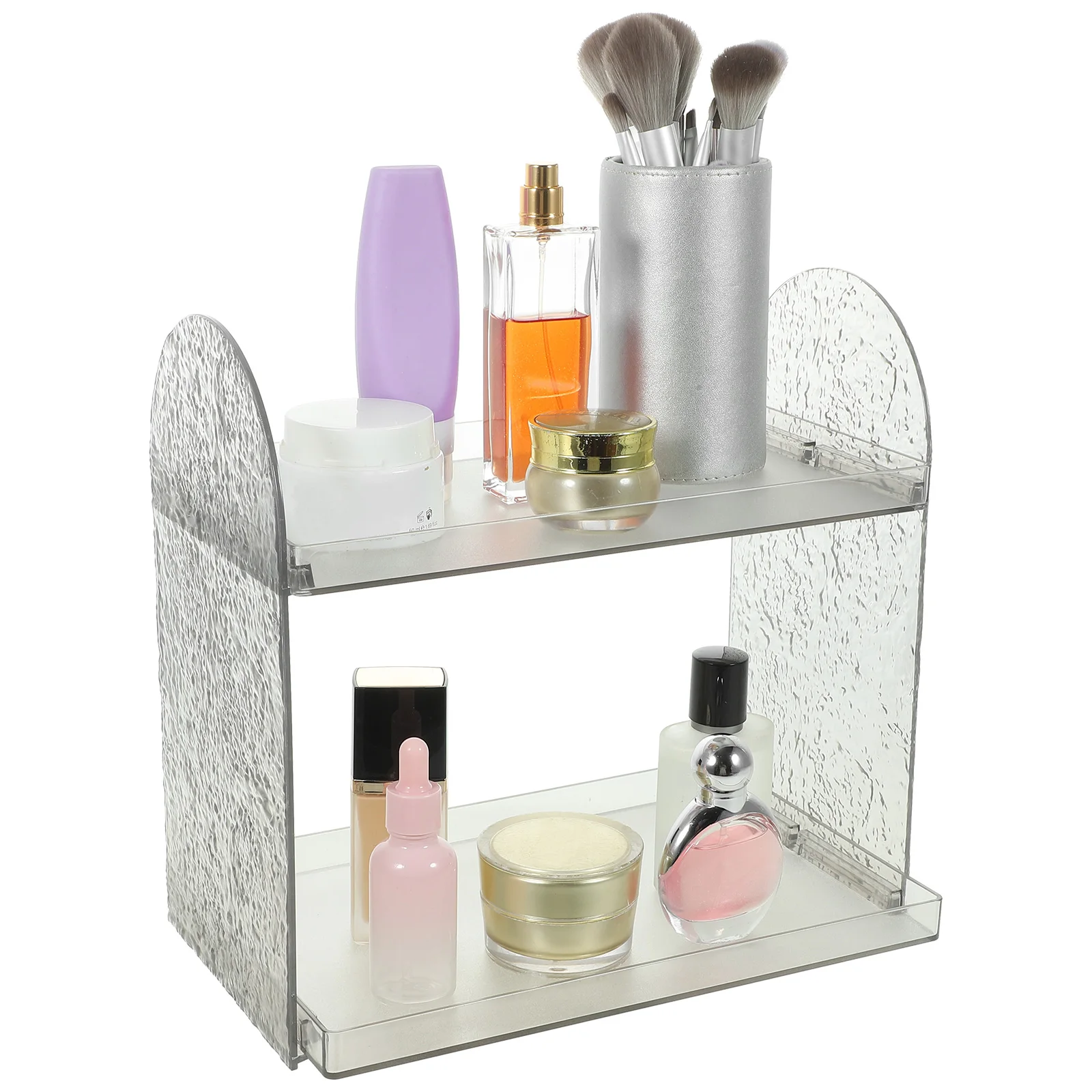 

Texture Makeup Organizer 2-Layer Desktop Skincare Storage Rack Clear Holder