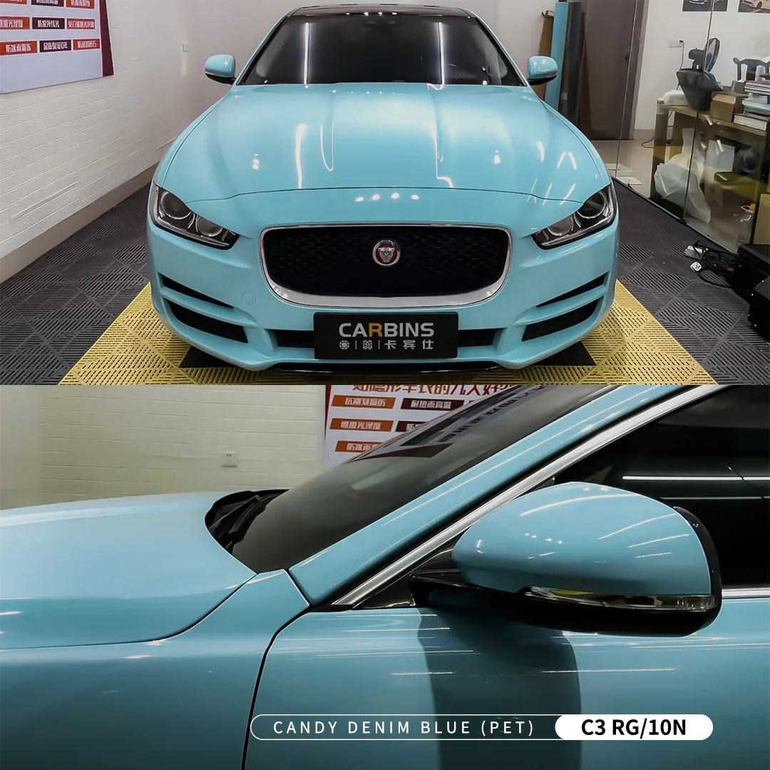 สติ๊กเกอร์ติดรถยนต์ Carbins 1.52*18 เมตร ลาย PET สีฟ้าเดนิม สำหรับตกแต่งรถยนต์