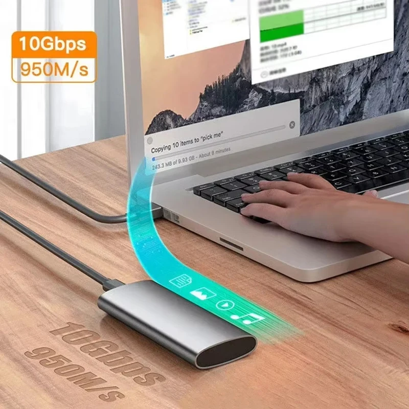 M2 SSD Case Nvme Protocol 10Gbps M.2 To USB Type C 3.2 Gen 2 Portable Nvme External Enclosure SSD Box