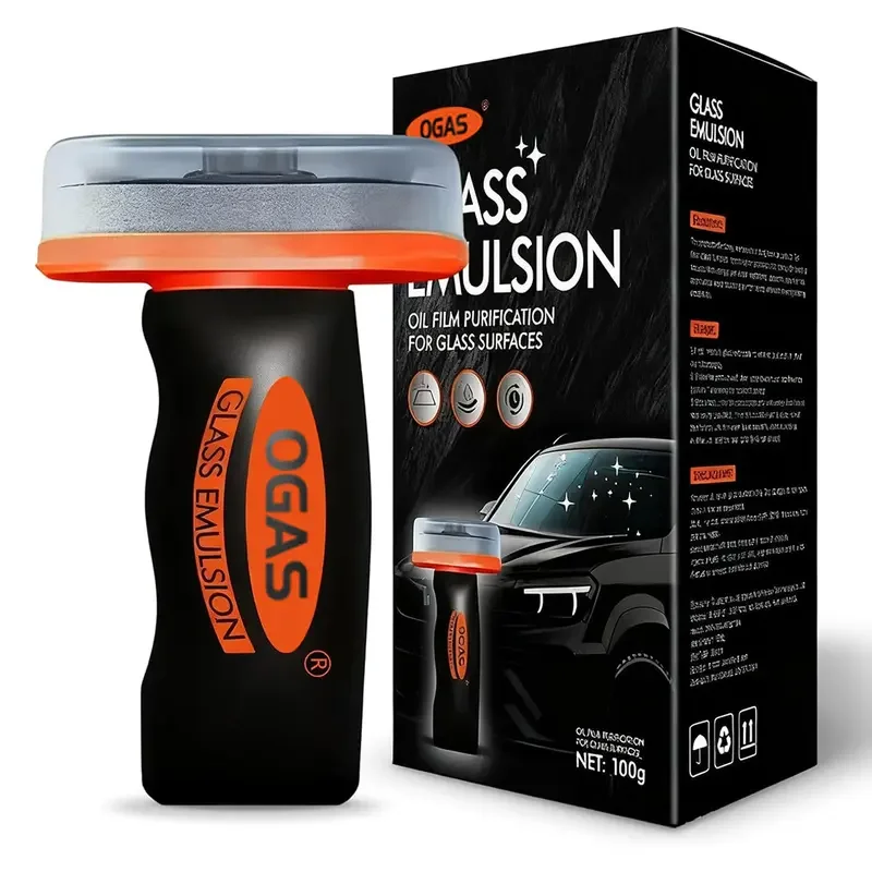 With sponge windshield Oil Film Eraser Wand - All-in-One Pro Kit with Glass Cleaning Emulsion Formula - The Ultimate Streak-Free Solution to Prep for Rain Repellents,Glass Oil Film Remover for Car Windshield & Windows view 4