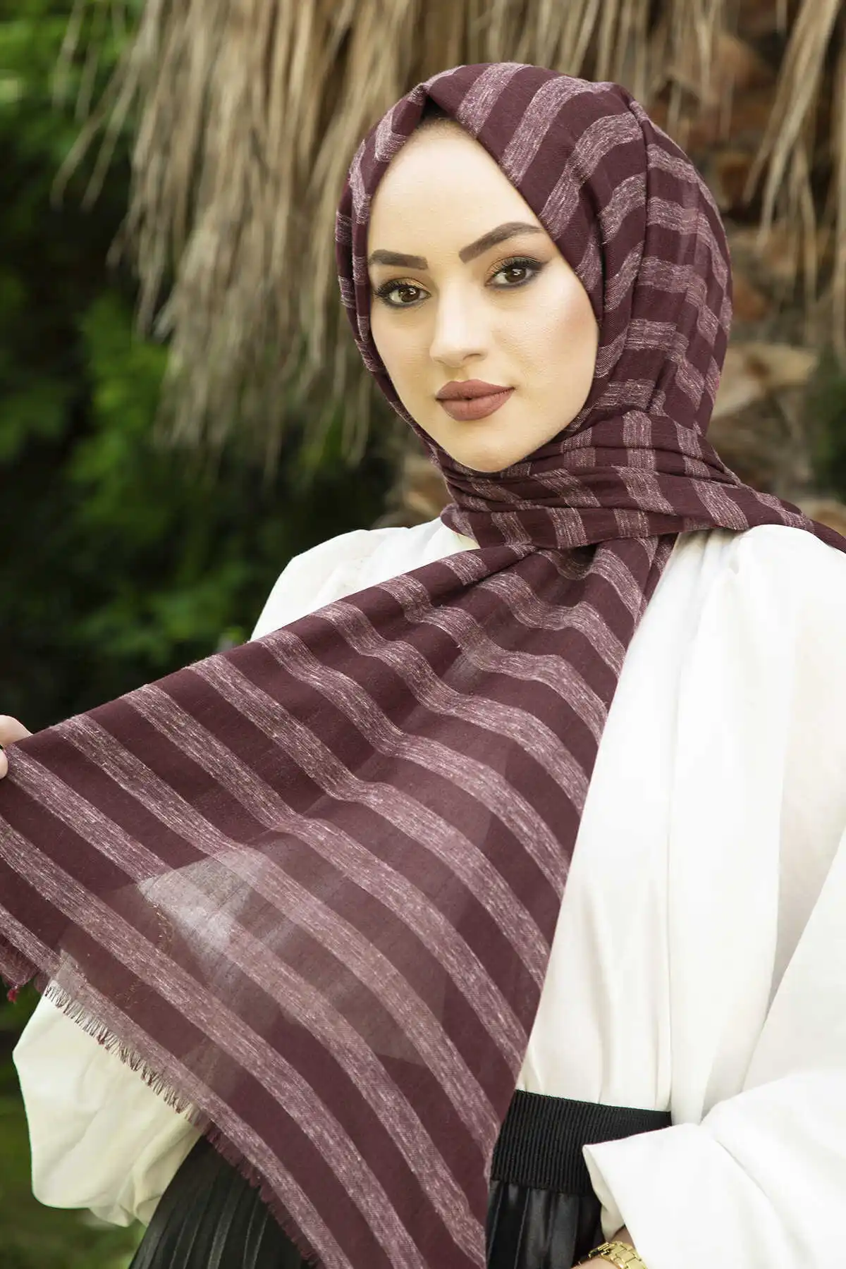 Cotton Nope Shawl E-Burgundy Winter Autumn 2021 Muslim Women Hijab headscarf Islamic Turkey