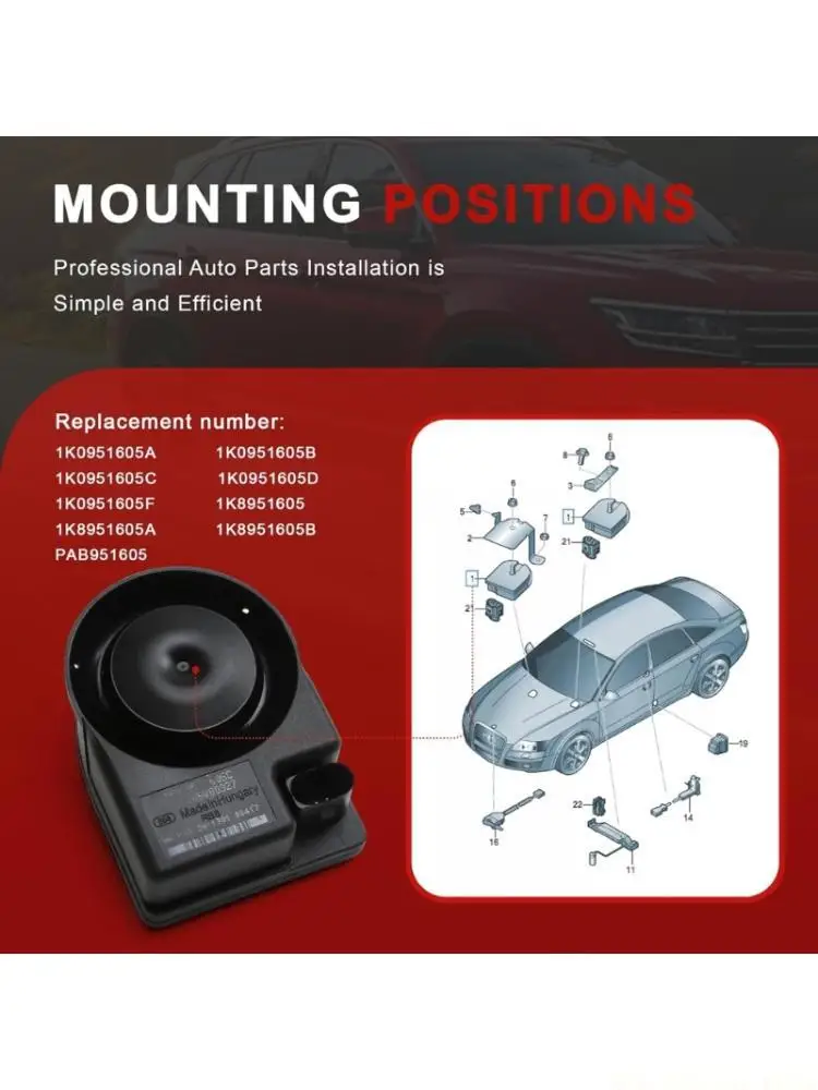 J0MA Repair Alarm Part for Vehicle Security Service, ABS Housing and 1K0951605C Part Number Reference for Maintenance Planning