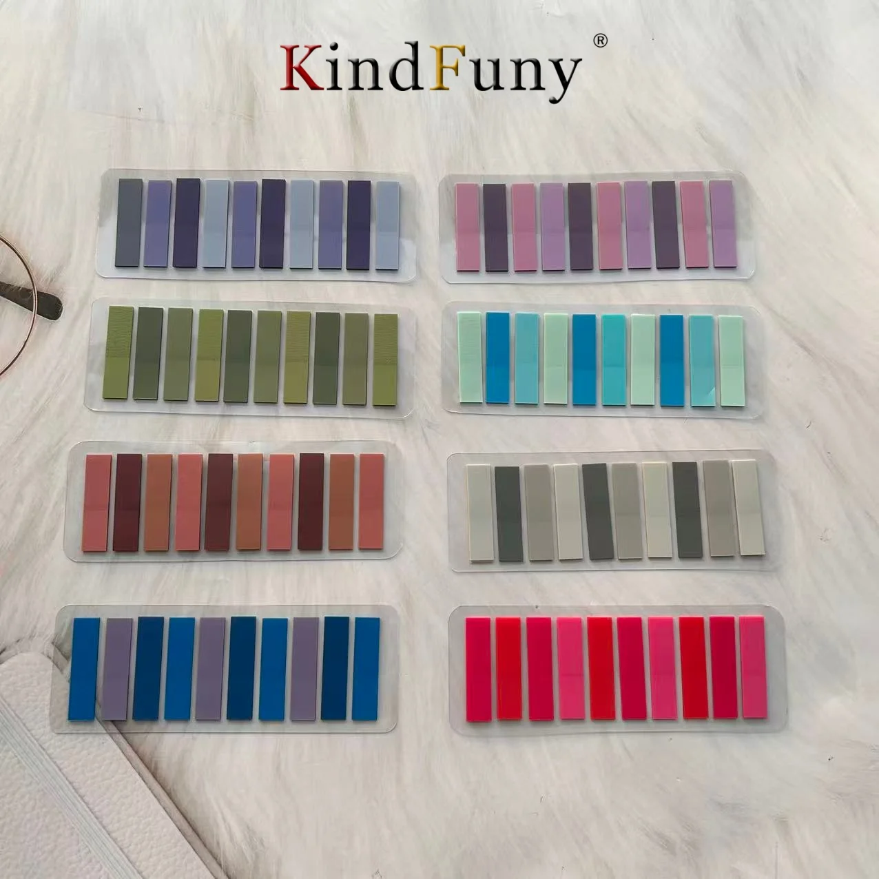 8-packs transparante kleurrijke memoblokken zelfklevende notitie creatieve index kantoor schoolbenodigdheden