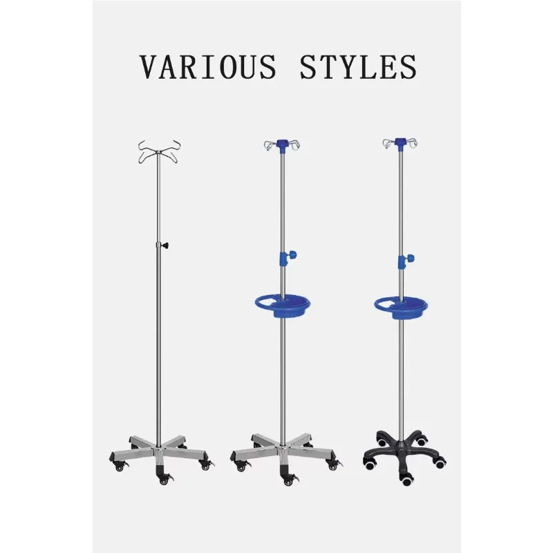 Mobile Foldable Hospital Medical IV Pole Stand Adjustable Infusion Stand Convenient Durable Drip Stand