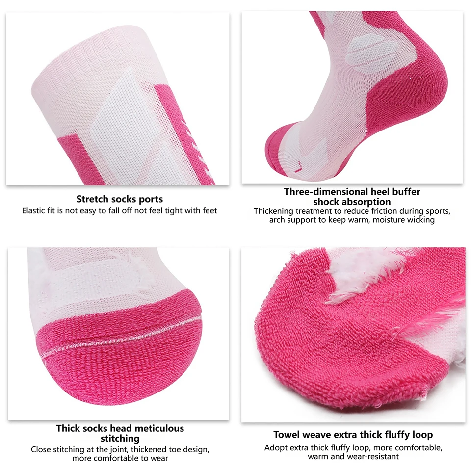 NOFOXO Thickened Thermal Absorb Sport socks High Elastic Snowboarding Cycling Adult Outdoor High Tube Sport socks Men Women