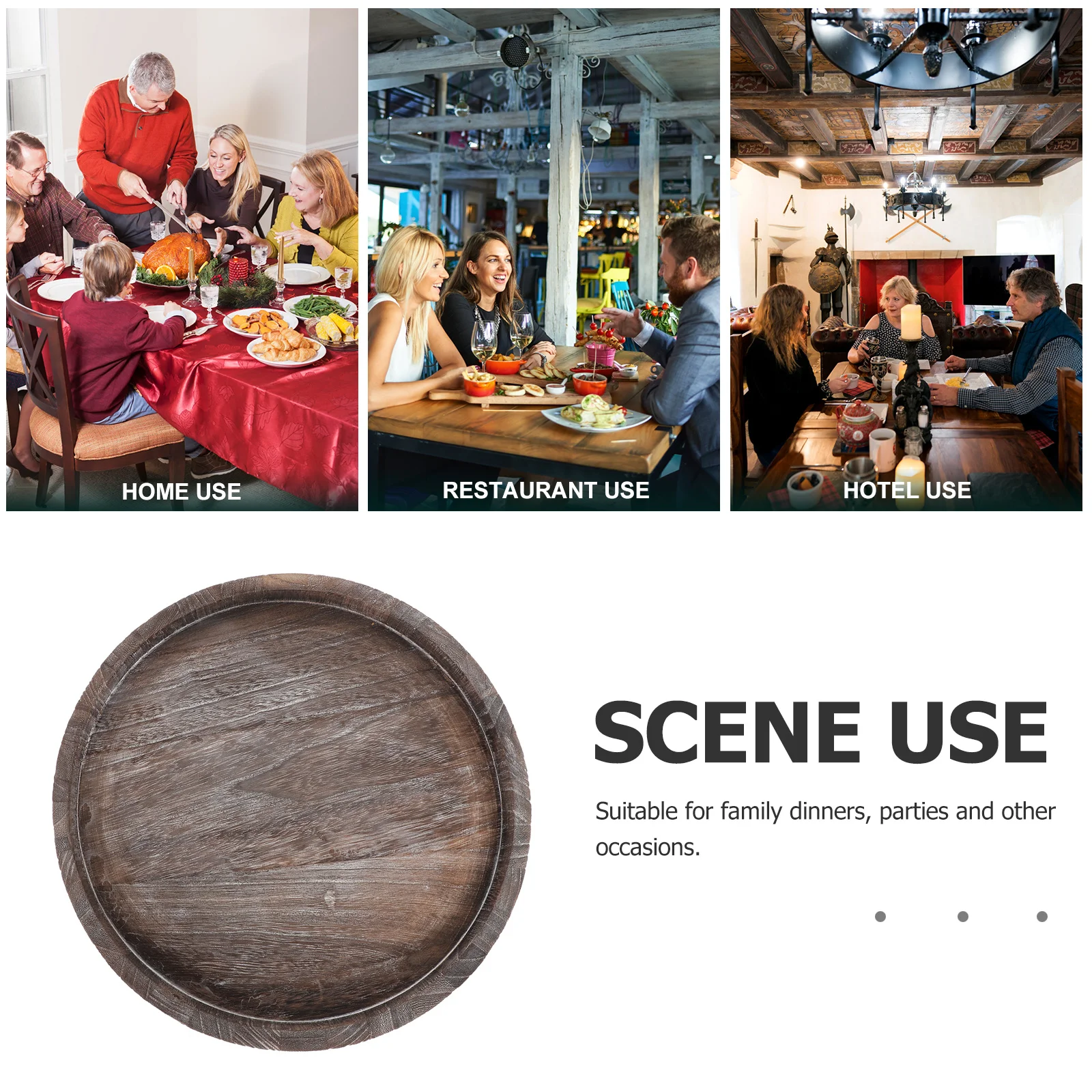 

2Pcs Wooden Round Trays Decorative Serving Organizer Centerpiece Tray Vanity Jewelry Holder Display Tray Home Decor