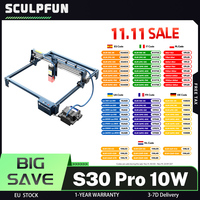 SCULPFUN S30 Pro 10W Laser Engraver Cutter, 32-bit Motherboard, 410x400mm, Automatic Air-assist, 0.06x0.08mm Laser Focus