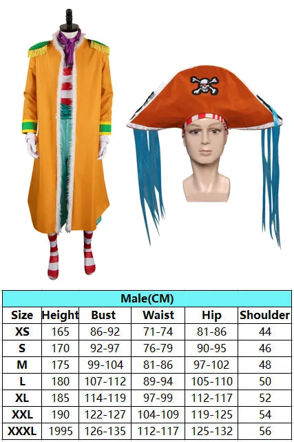 Buggy Cosplay Fantasia Male Costume Anime Pirate Disguise Hat Gloves Coat Scarf Gloves Outfits Adult Roleplay Halloween Suits
