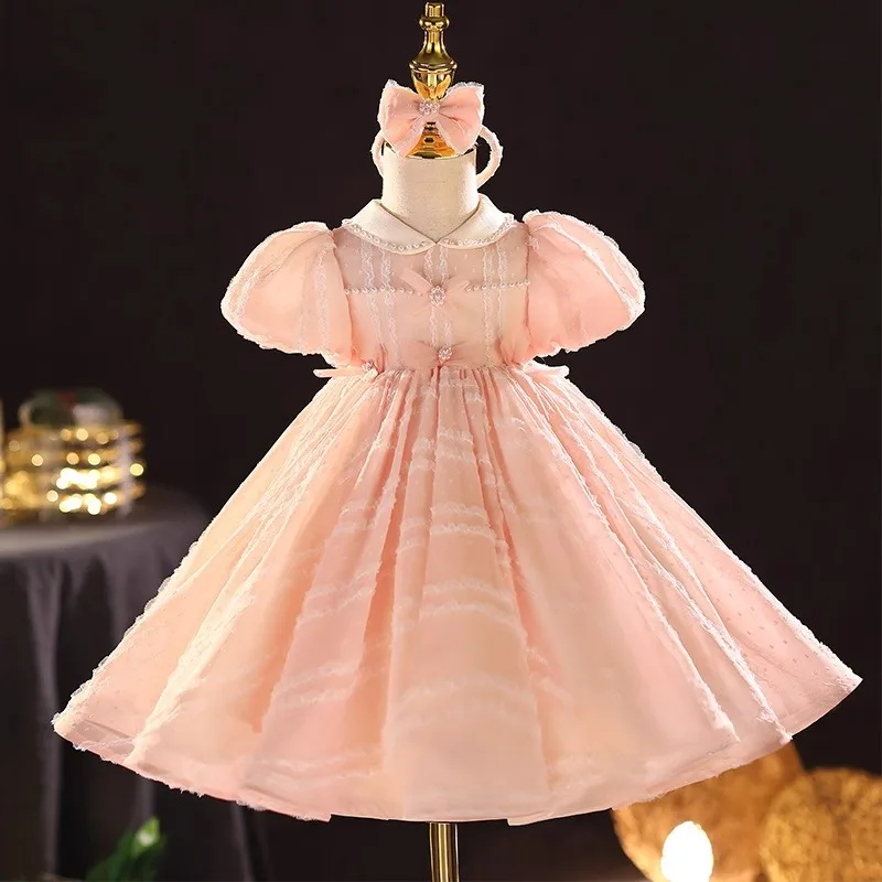 1-8Y baby girl dress baby dress dress christening dress pearl mesh princess dress tutu bow birthday party dress baby girl dress