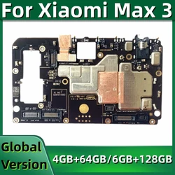 Motherboard for Xiaomi Mi Max3, Original Mainboard PCB Module, 64GB, 128GB Global ROM