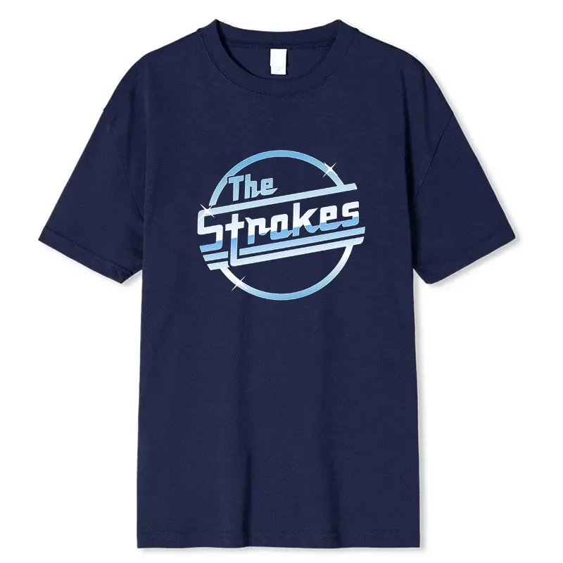 Men Cotton T-Shirt Summer Tops The Strokes T Shirt Men Indie Rock Band Short Sleeve Bigger Size Homme Black Top Drop Shipping