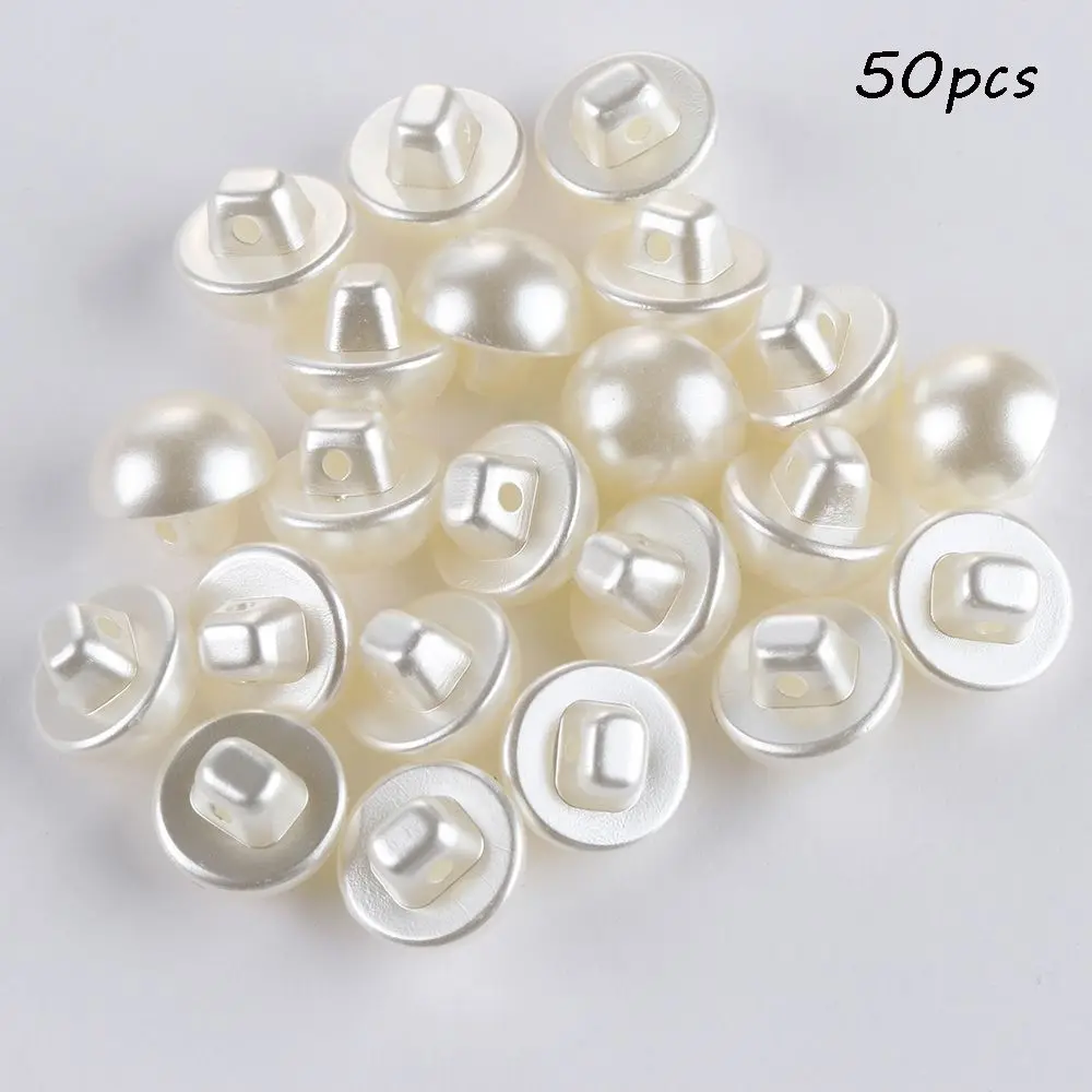 50PCS 10mm Round Pearl Buttons Mushroom Sewing Buttons for Garment Decorative DIY Crafts Clothing Dress Accessories