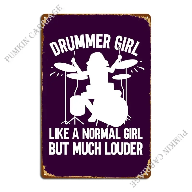 Drummer Girl Like Normal Metal Sign Plaques Wall Decor Kitchen Living Room Plates Custom Tin Sign Poster