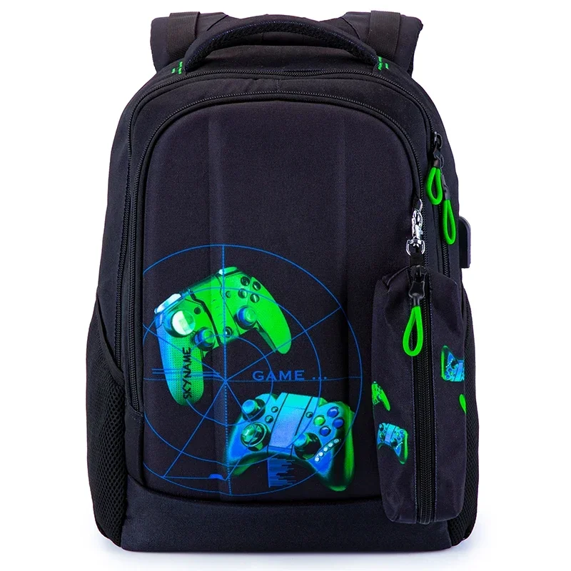 High Quality Skyname School Bag for Boys 3D Orthopedic Waterproof Backpacks Kids USB Charging Multifunctional Bookbag Mochilas