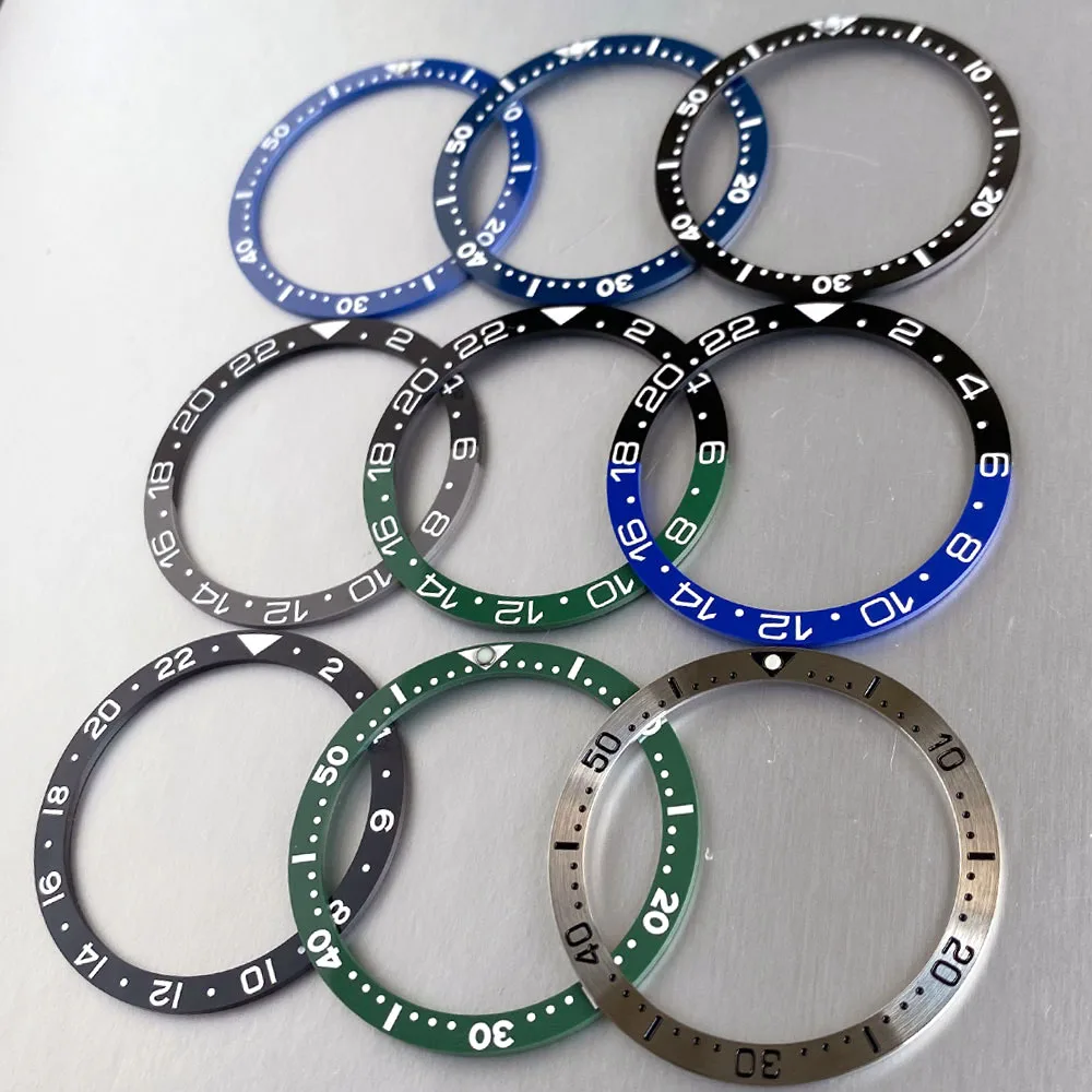 GMT 38mm*31.5mm Black/Blue/Green Flat Ceramic Watch Bezel Ring Insert Fit for SKX007 SKX009 NH35A Automatic Case Watch Accessory