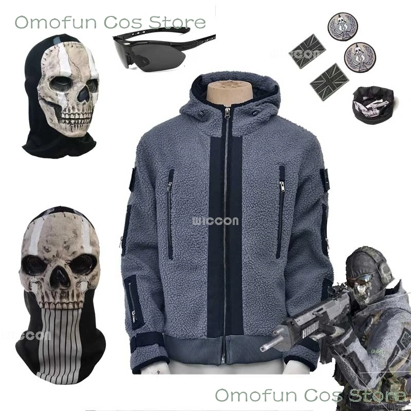 Call of Duty Cosplay Jacket TF141 Team Uniform Ghost Combat Suit Men Hoodies Glasses Halloween Costumes Ghosts Skeletons Masks