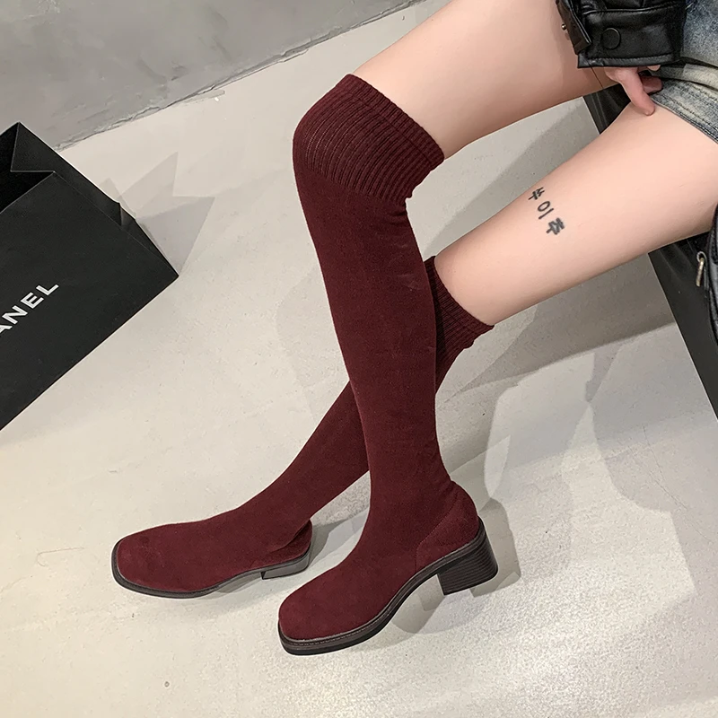 Bottes montantes rétro rouge b - Sock Boot Women avis et prix