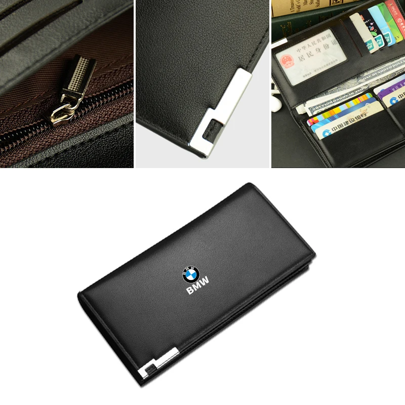 Car Logo Men Business Fashion Zip Leather Wallet Coin Purse Credit Card Holder For BMW Motorsport X1 X3 X5 E39 E46 E90 F20 E60