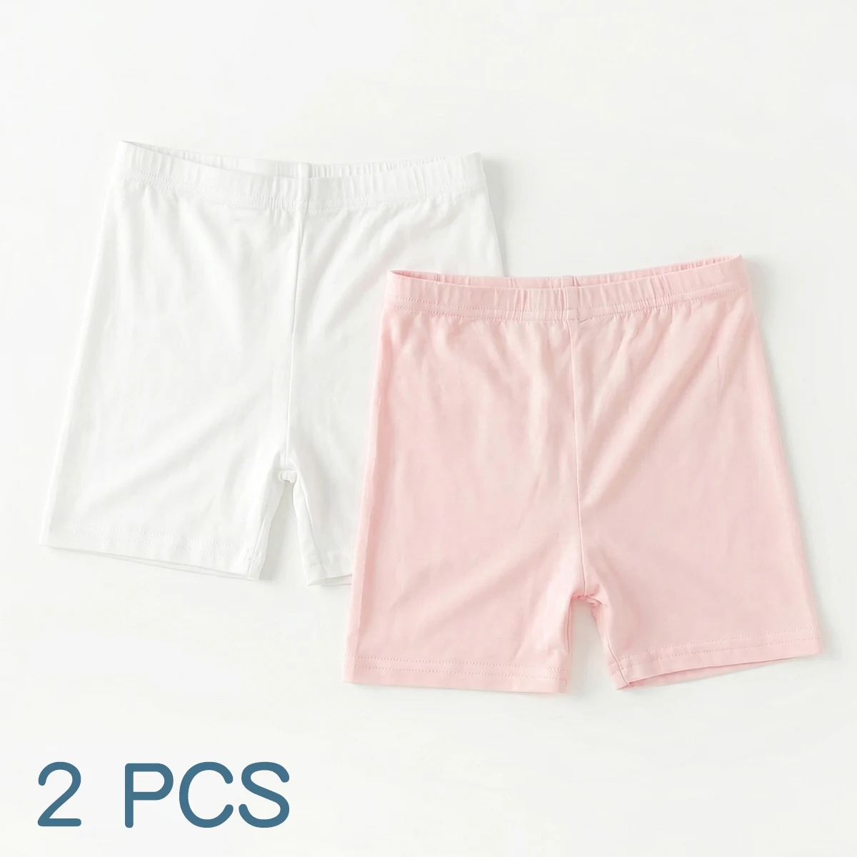 2 PCS Girls' Shorts & Safety Shorts, Anti-Exposure, Simple Solid Color, Suitable for Kids' Daily Wear, Moderate Thickness