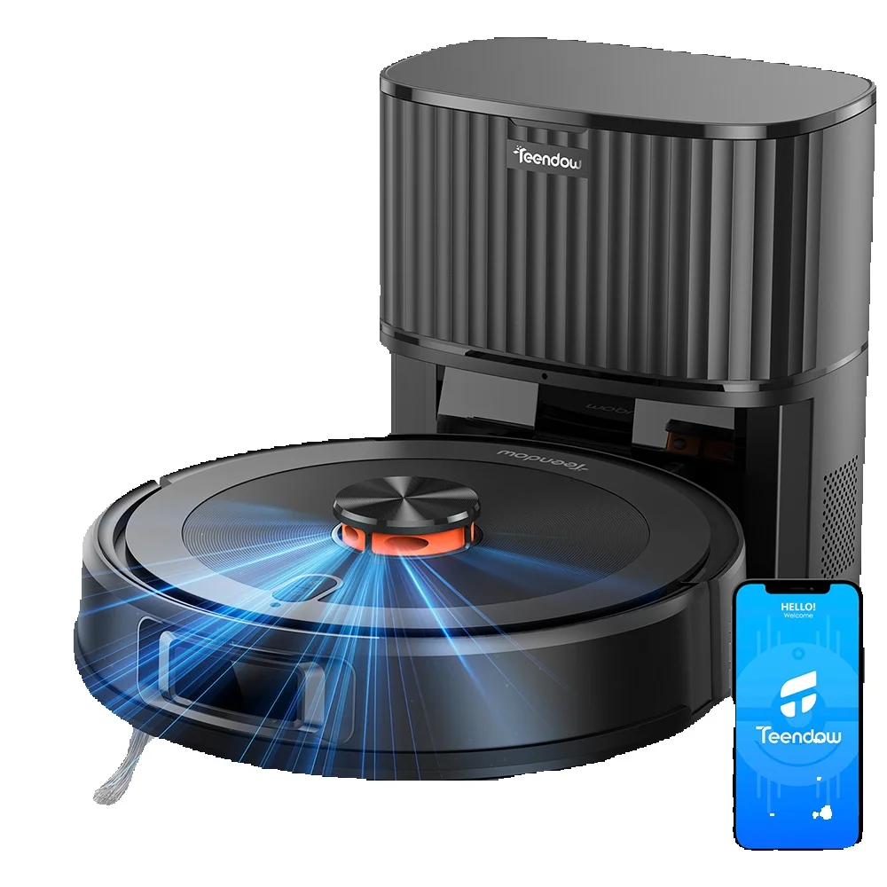 Teendow D10S MAX 2-in-1 robotstofzuiger en -dweil met automatisch leegmaakstation, 4500Pa krachtige zuigkracht, slimme mapping