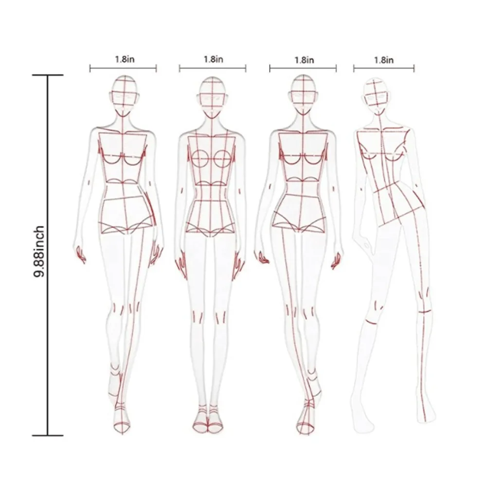 4/5pcs Template Ruler Fashion Illustration Ruler Figure Dresses Multifunctional Work Clothes Sewing Design Tailoring Tools