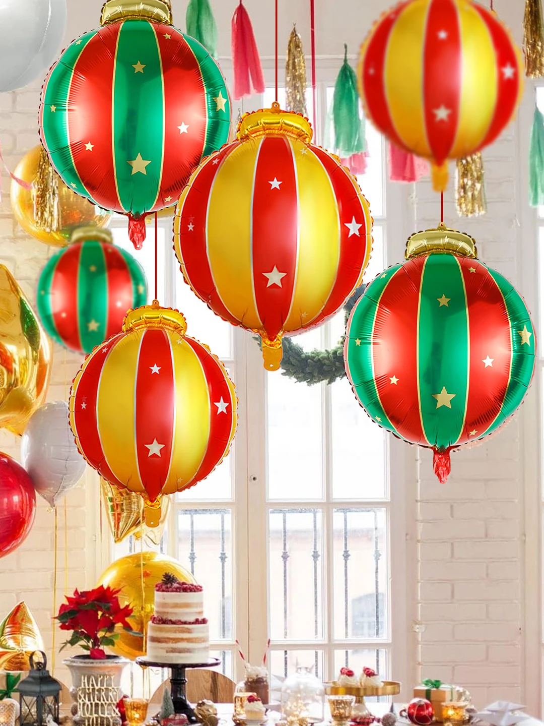 6pcs red, green and gold Christmas hanging balls, Christmas home decorations, New Year, Christmas tree hanging balls