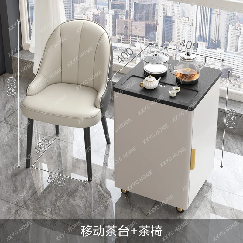 Balcony Coffee Table Multi-Functional Small Apartment Tea Table Mobile  Intelligent Water Boiling Fire Stone Tea Table and Chair