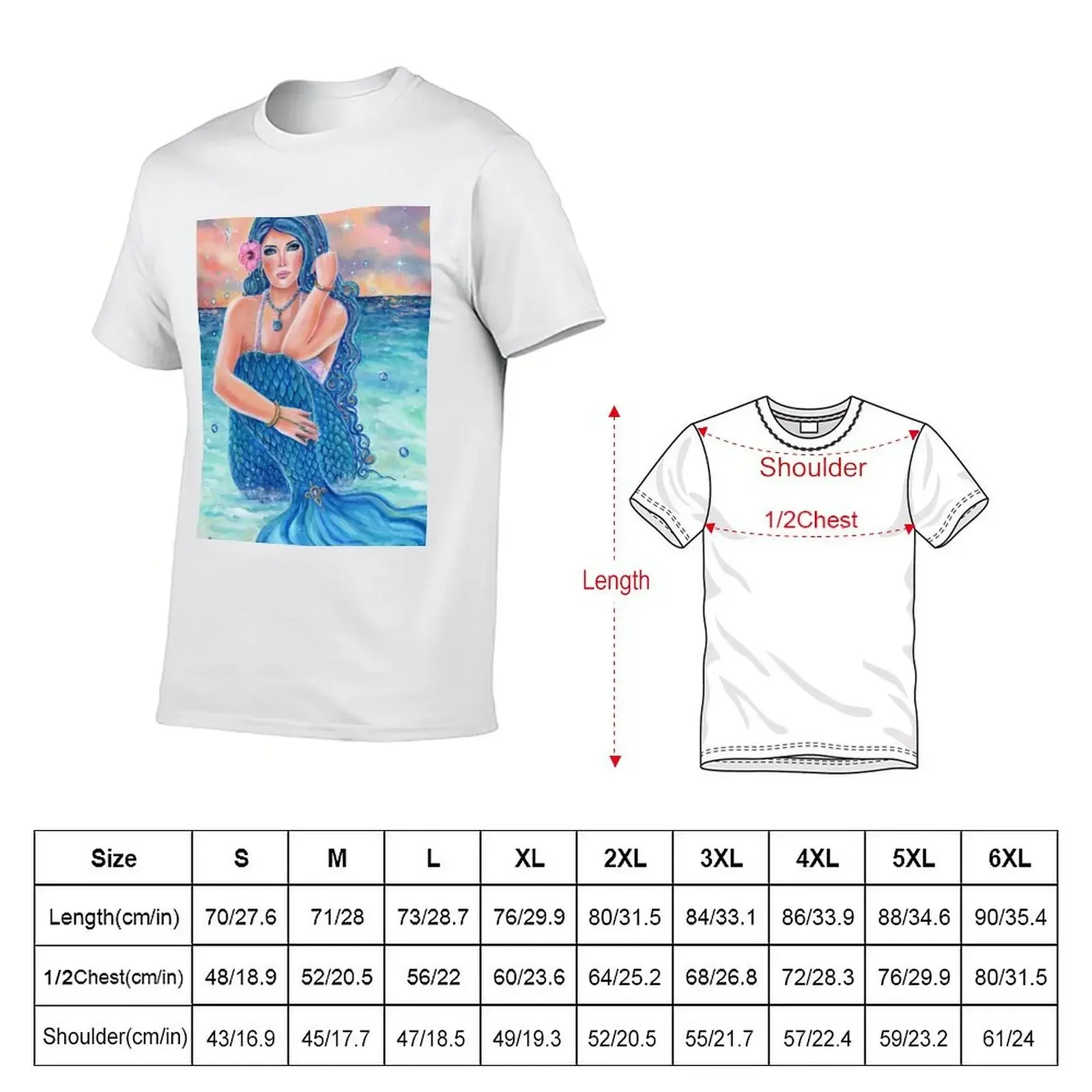 Melesandria tropical mermaid art by Renee L Lavoie T-Shirt anime t shirts man t shirt for a boy plus sizes clothing for men