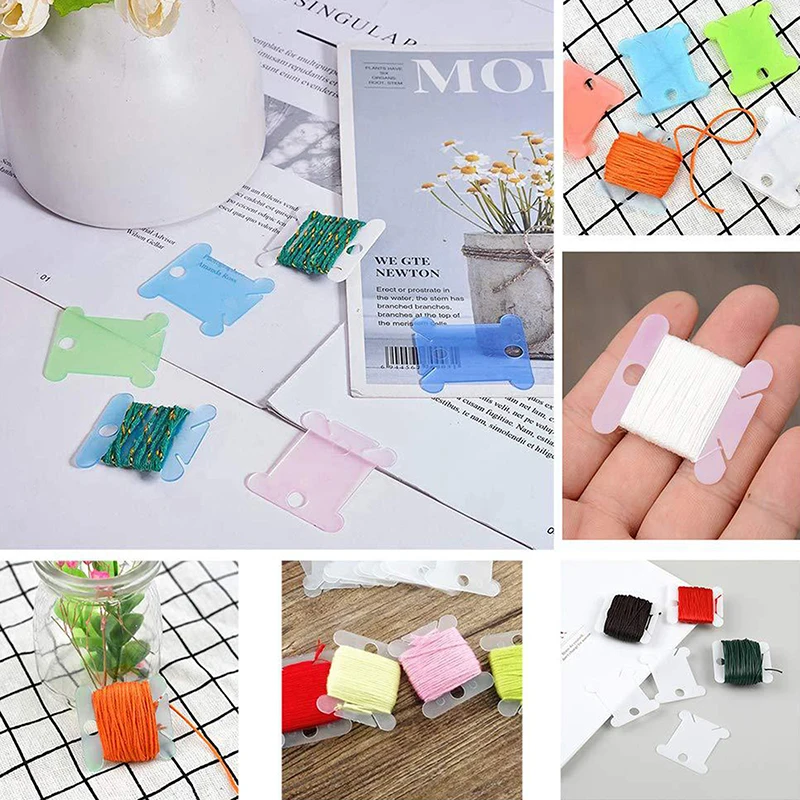 50Pcs Plastic Floss Bobbins Set Embroidery Floss Organizer Bobbin Winder Craft DIY Sewing Storage Thread Organizer Holder