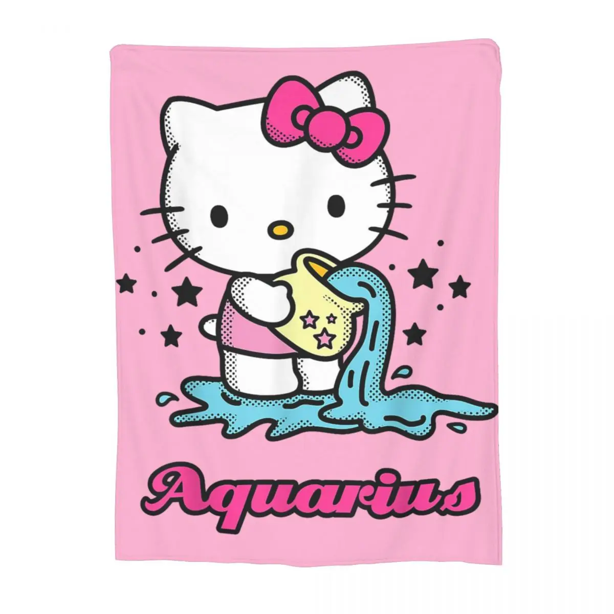 Hello Kitty Zodiac Aquarius Fuzzy Blankets Customized Throw Blanket for Home Hotel Sofa 200x150cm Bedspreads