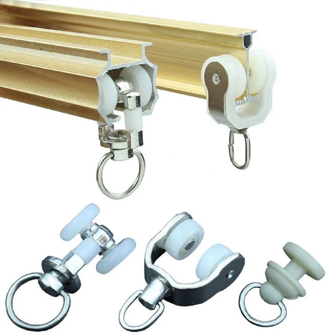 Track Pulley with Straight and Curved Rail Wheels, Old Style Curtain Hook Accessories, Ball Slide