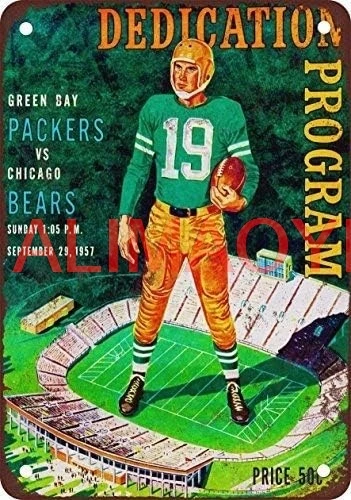 Unoopler 1957 1st Game Lambeau Field Pack vs. Bears Vintage Look Reproduction Metal Tin Sign 12X16 Inches good good