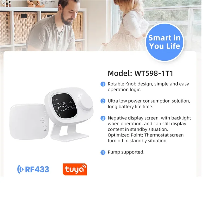 

B63B-Tuya Wi-Fi умный термостат RF433 привод газового котла для воды программируемый регулятор температуры для Alexa, Google Home