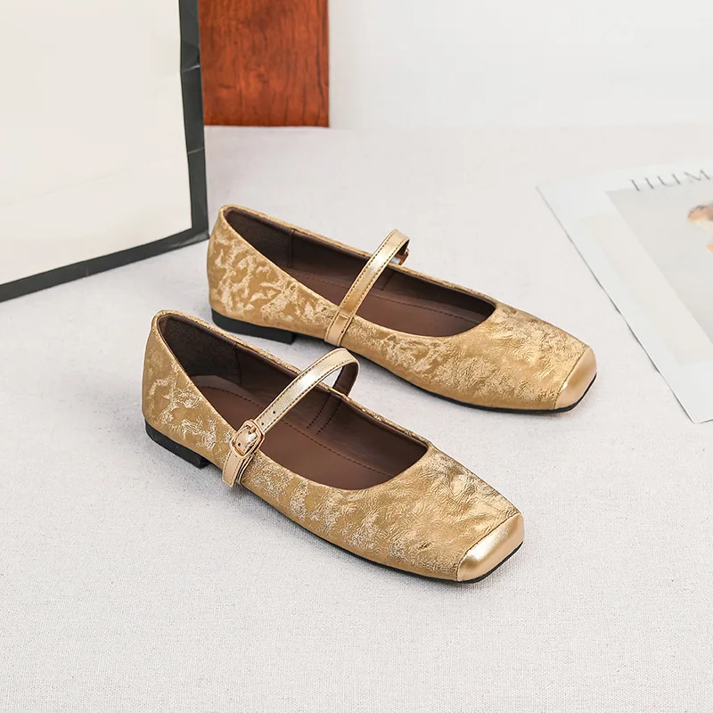 

Retro Womens Mary Jane Shoes Exquisite Square Head Casual Shoes for Woman Comfort Shallow Flat Shoe Designer Shoes Zapatos Mujer