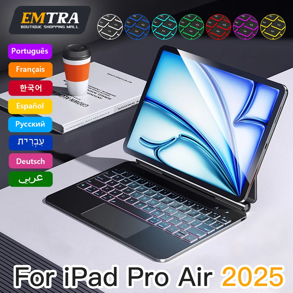 

Bluetooth-клавиатура EMTRA для iPad 10th 11th 2025 Air 11in 13in Беспроводная клавиатура для iPad Air 4 5 6 Pro 11 12,9 Клавиатура с подсветкой