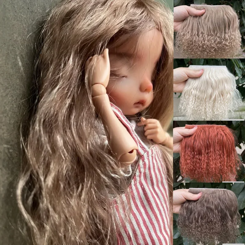 NO.1 -25 Wholesale 1pc 5*10cm/1.97*3.94inch Mongolian Fur BJD OB11 Doll Hair Reroot Wigs Roll for Doll Dress-up DIY Wig Doll Wig