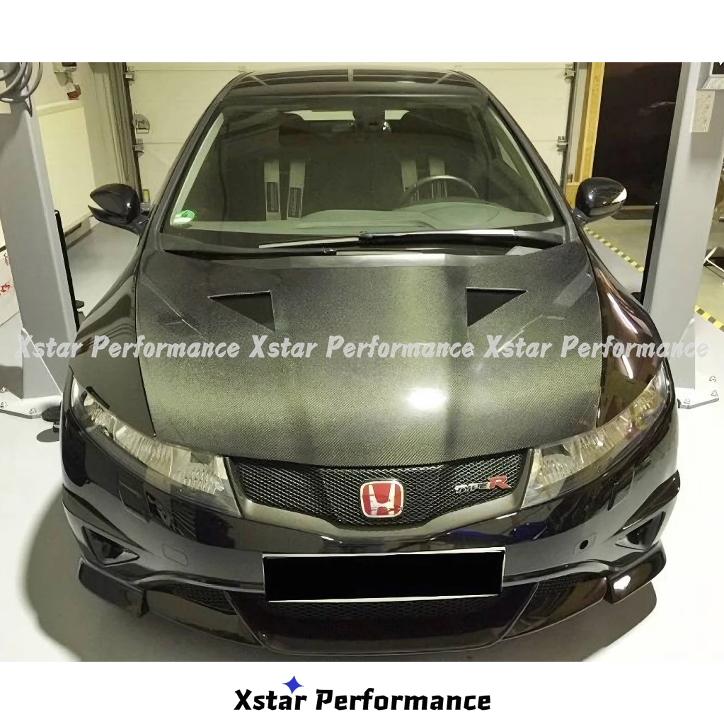 Mugen Style Carbon Fiber Hood Bonnet For Honda Civic Type R FN2 2007-2011