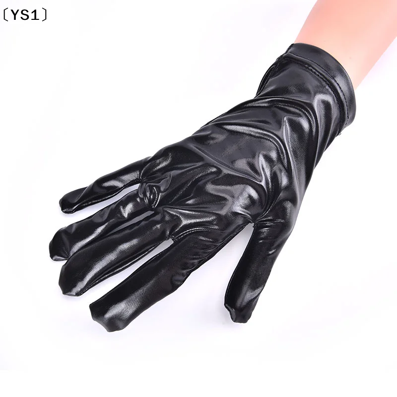〔YS1〕Silver Stretch PU Leather Long Glove Punk HipHop Jazz Dance Glove Shiny Metallic Mitten Cosplay Accessory