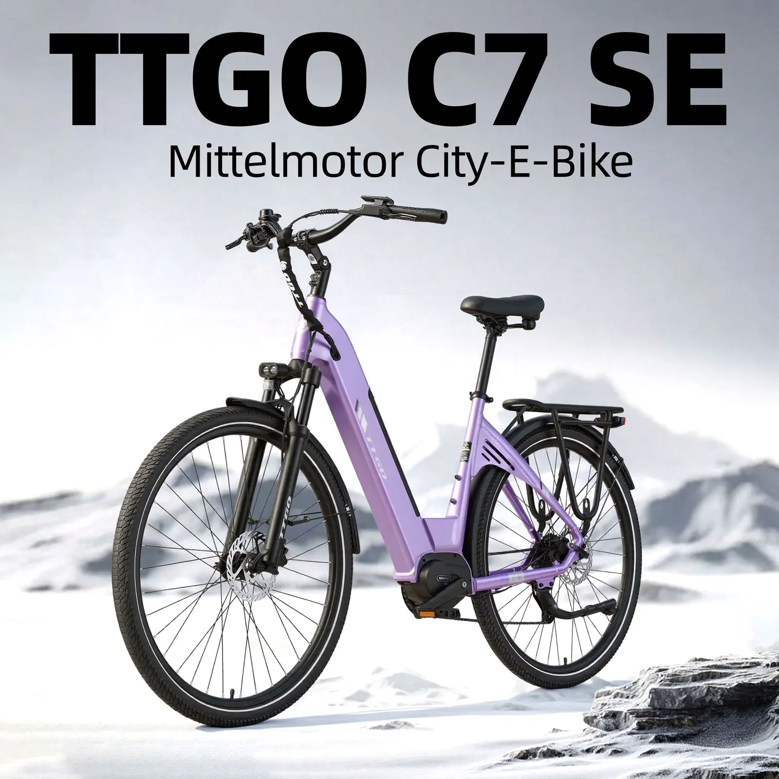 Bafang Elektrofahrrad mit 250W Mittelmotor für Damen und Herren, 36V18AH Akku, hydraulische Bremsen, Drehmomentsensor, 28 Zoll Reifen, Federgabel, E-Bike für Erwachsene