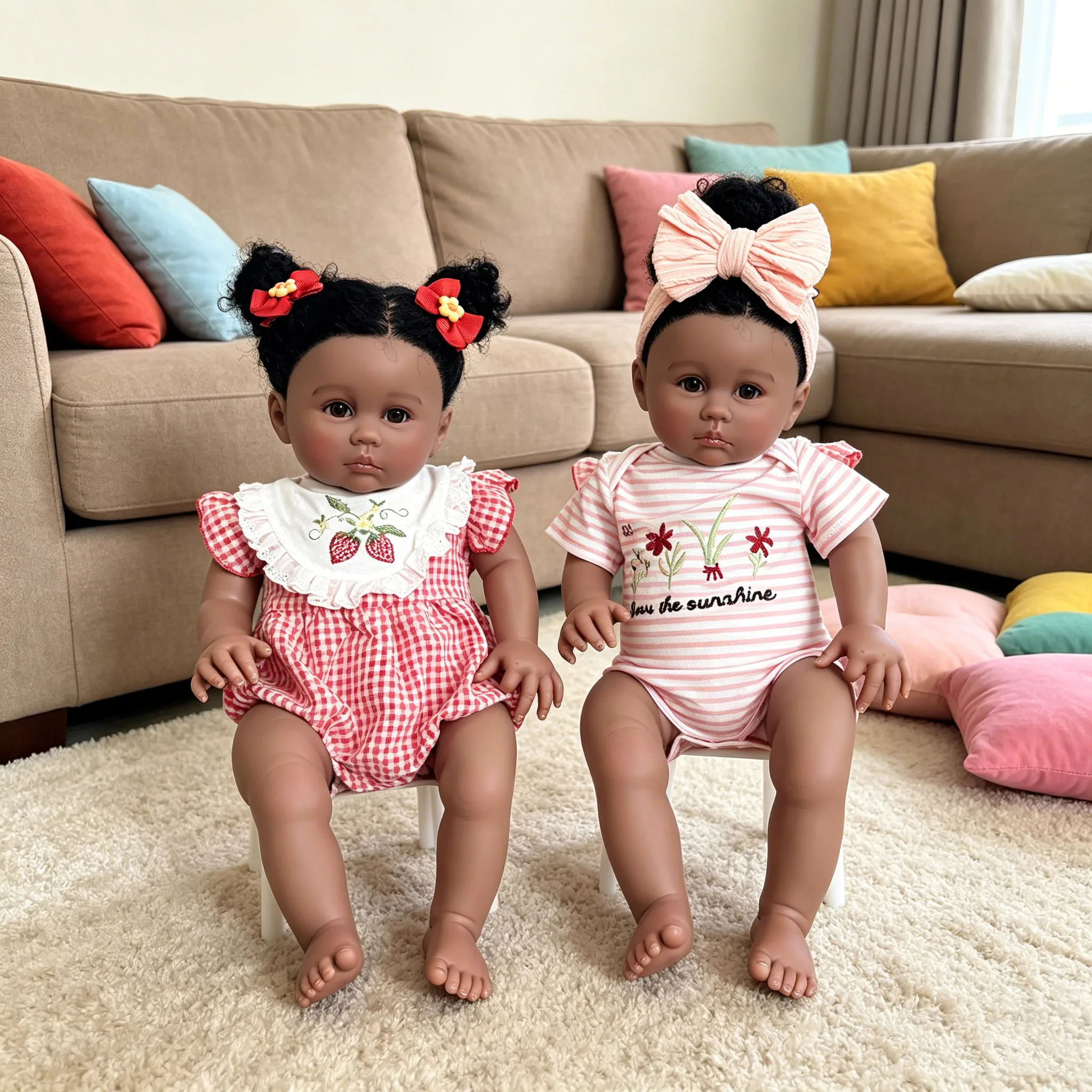 

24'' Dark Skin Reborn Julieata Doll Multiple Styles Choose Soft Cloth Body Hand-Root Hair Lifelike Toddler Collectible Art Doll