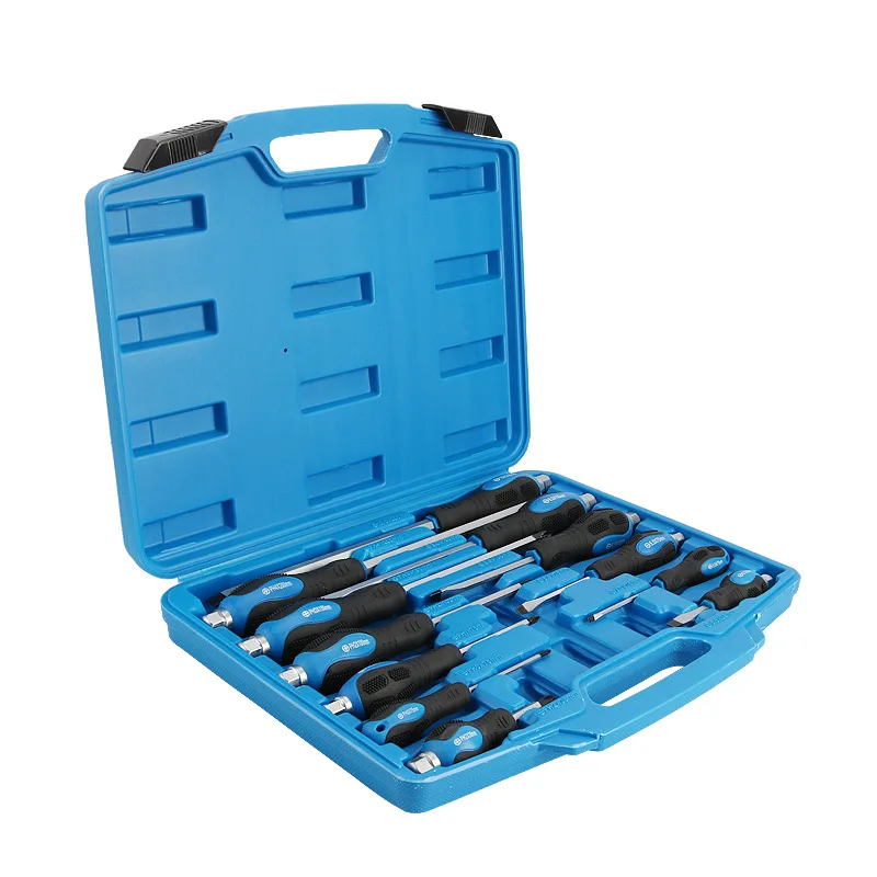 12Piece Magnetic Screwdriver Set Heavy Duty Screwdriver Set GoThru Steel Blades Professional Level Handle with Two Types of Scr